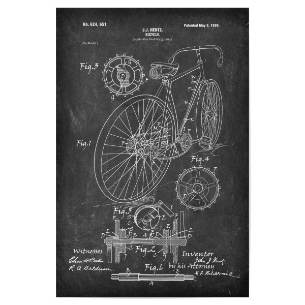 Poster 30x20 cm "Vintage Fahrrad II (Tafel)" artboxONE - Reise,Schwarzweiß,Streetart,Sport