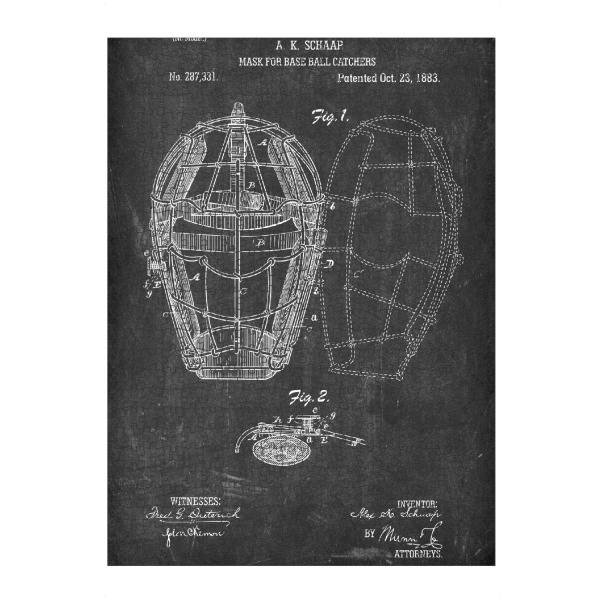 Puzzle Ravensburger "Baseball - Maske Patent (Tafel)" artboxONE - Schwarzweiß,Sport
