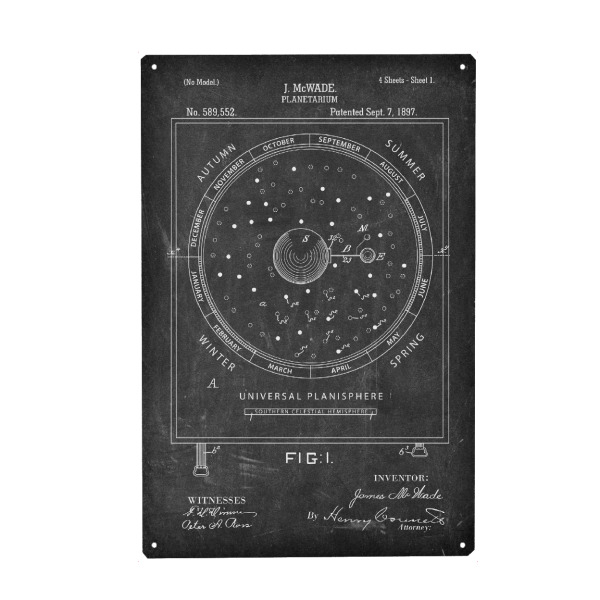 Metall Poster "Astronomie: Planetarium II (Tafel)" artboxONE - Schwarzweiß,Galaxy