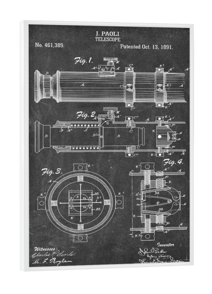 Poster mit weißem Rahmen "Astronomie: Teleskop II (Tafel)" artboxONE - Schwarzweiß,Galaxy