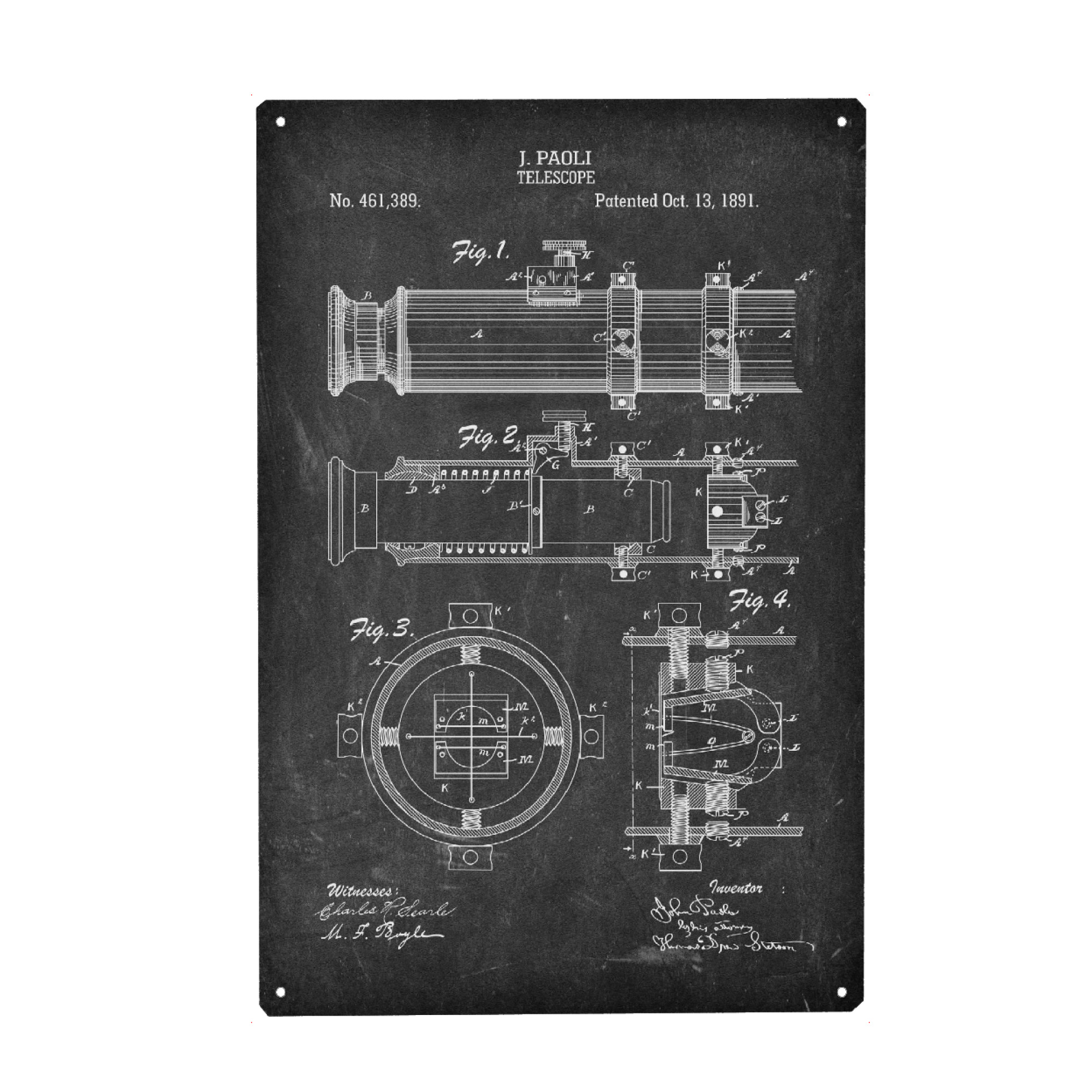 Metall Poster "Astronomie: Teleskop II (Tafel)" artboxONE - Schwarzweiß,Galaxy