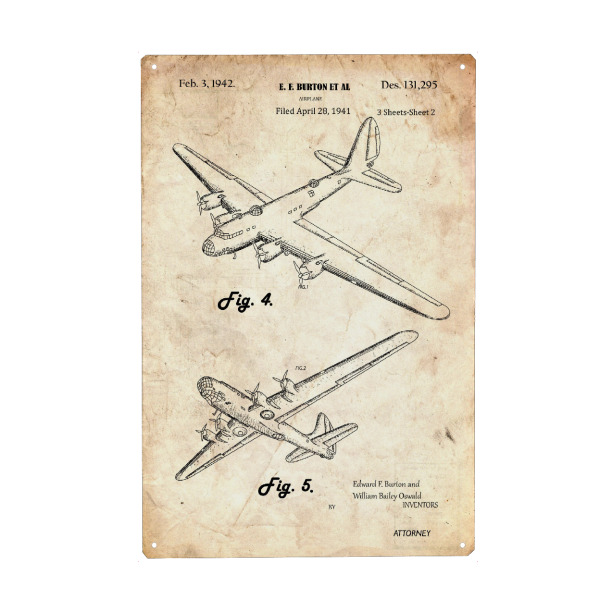 Holzbild "Retro Flugzeug VI - Altes papier" artboxONE - Reise