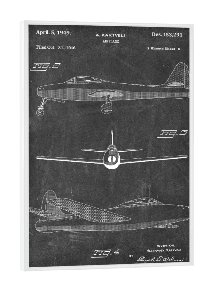 Poster mit weißem Rahmen "Retro Flugzeug III - Tafel" artboxONE - Reise - Retro,Flugzeug,Tafel,Patent,Blaupause,Aviation,Luftfahrt,Vintage,Pilot