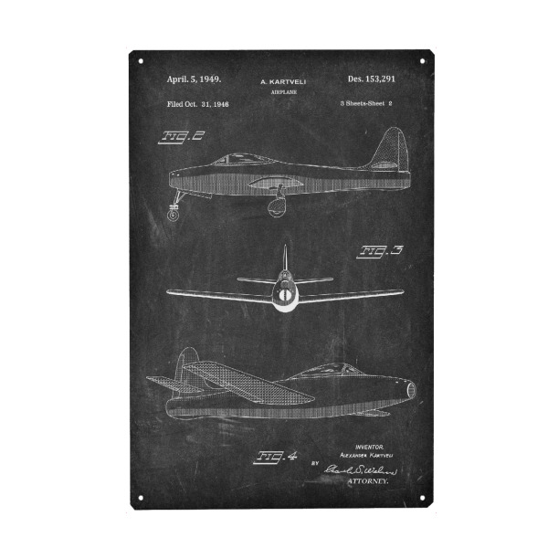 Holzbild "Retro Flugzeug III - Tafel" artboxONE - Reise - Retro,Flugzeug,Tafel,Patent,Blaupause,Aviation,Luftfahrt,Vintage,Pilot
