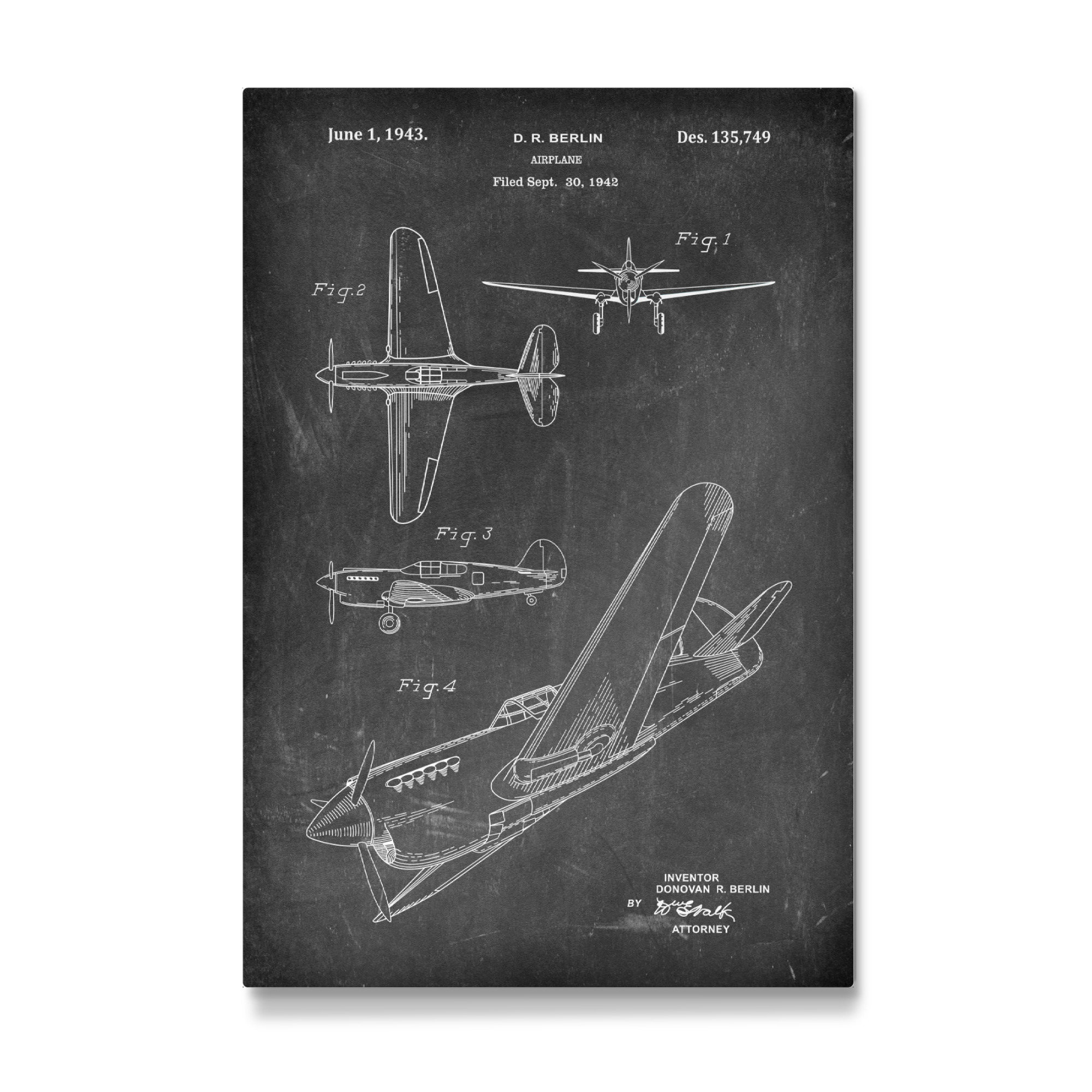 Galerie-Print "Retro Flugzeug II - Tafel" 75x50 cm artboxONE