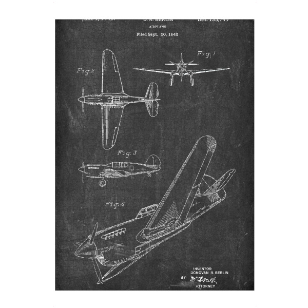 Puzzle Ravensburger "Retro Flugzeug II - Tafel" artboxONE - Reise - Retro,Flugzeug,Tafel,Patent,Blaupause,Aviation,Luftfahrt,Vintage,Pilot