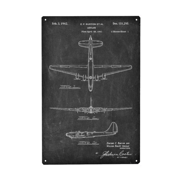 Holzbild "Retro Flugzeug Patent - Tafel" artboxONE - Reise - Retro,Flugzeug,Tafel,Patent,Blaupause,Aviation,Luftfahrt,Vintage,Pilot