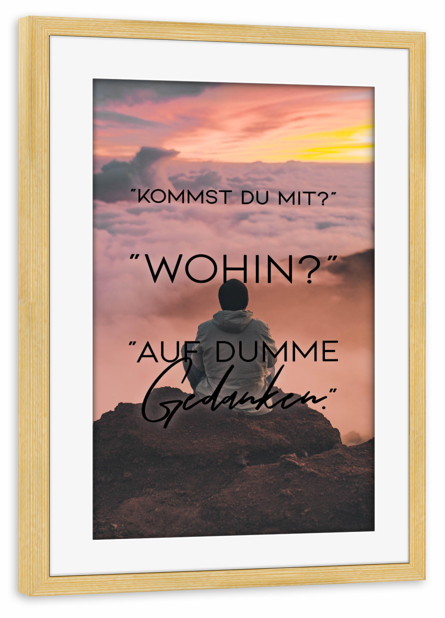 Poster mit Rahmen kiefer "Kommst du" artboxONE - Typografie,Menschen - Gedanken,Quotes,Typography,Motivation,Inspiration