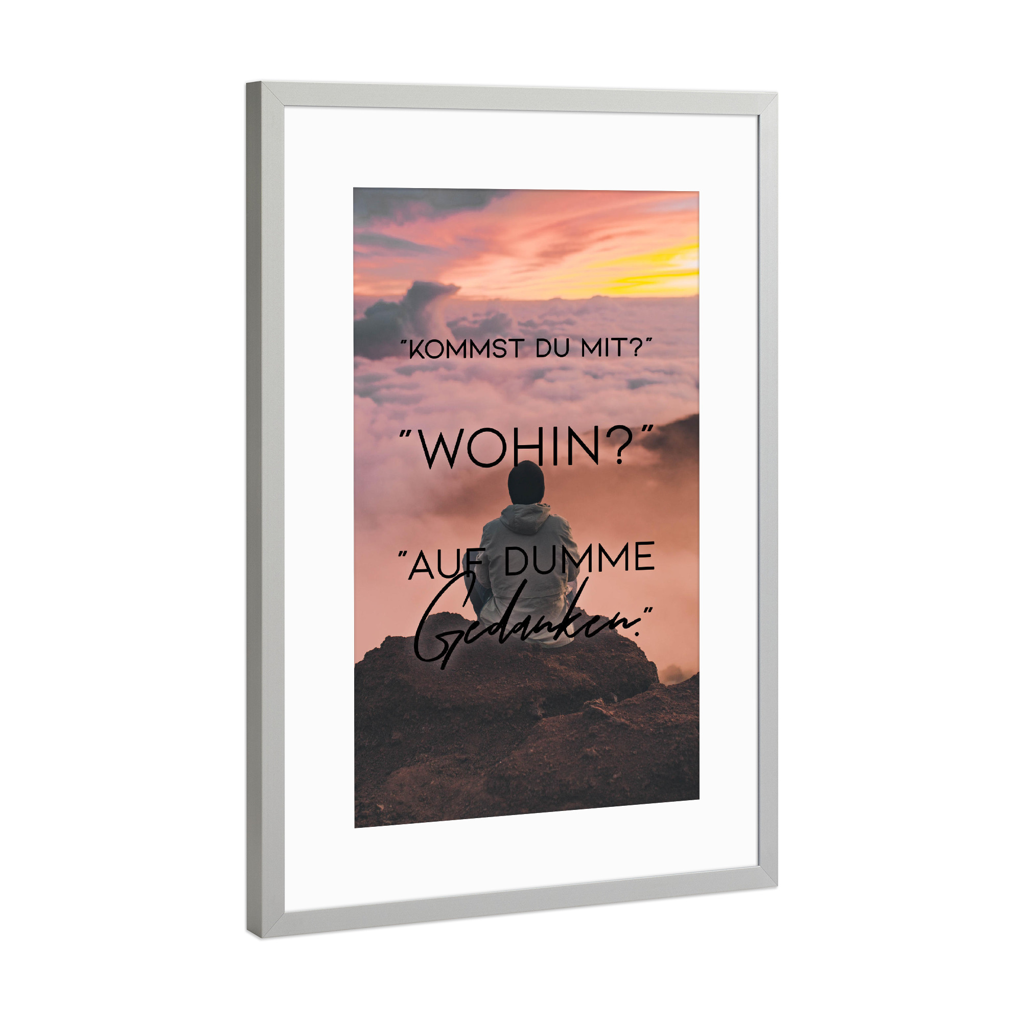 Poster mit Rahmen Silber "Kommst du" artboxONE - Typografie,Menschen - Gedanken,Quotes,Typography,Motivation,Inspiration