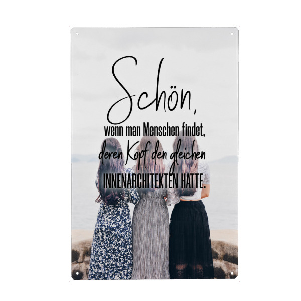 Holzbild "Schön, wenn man Menschen findet" artboxONE - Typografie,Menschen,Schwarzweiß