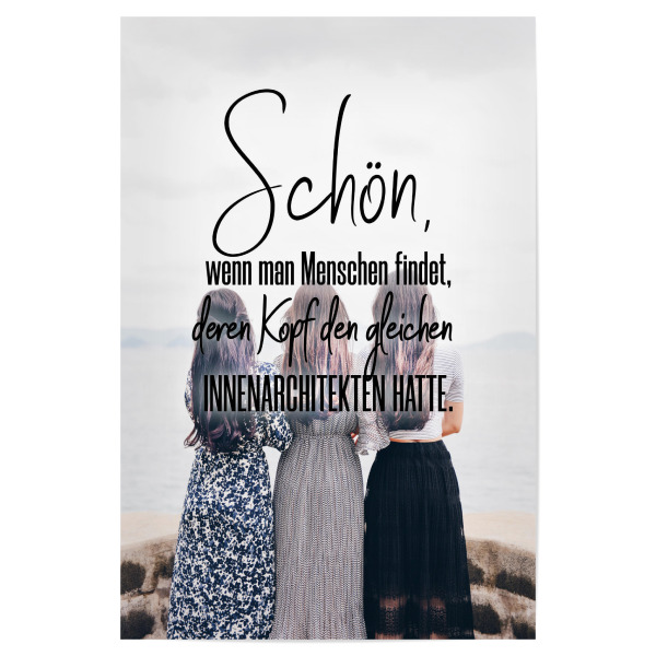 Poster "Schön, wenn man Menschen findet" artboxONE - Typografie,Menschen,Schwarzweiß