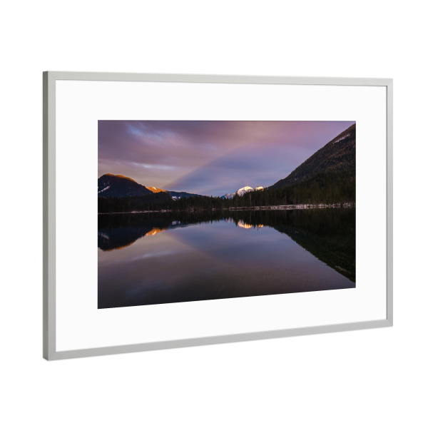 Poster mit Rahmen Silber "Licht und Schatten in den Alpen" artboxONE - Natur - Ramsau,Berchtesgaden,Berge,Sonnenuntergang,Winter