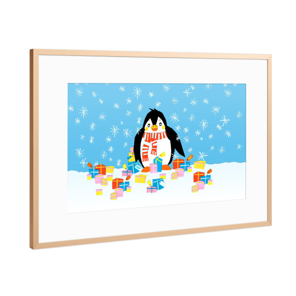 Poster mit Rahmen Kupfer "Christmas Penguin" artboxONE - Für Kinder,Weihnachten