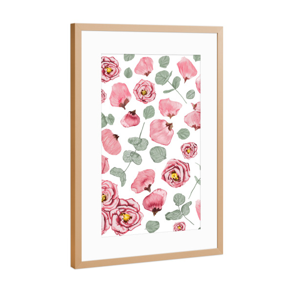 Poster mit Rahmen Kupfer "Rosy Romance" artboxONE - Floral
