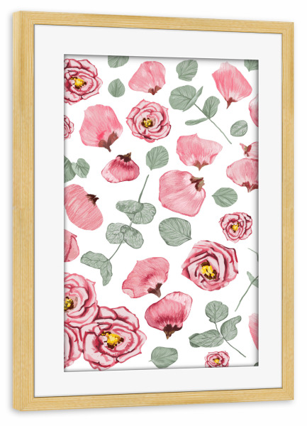 Poster mit Rahmen kiefer "Rosy Romance" artboxONE - Floral