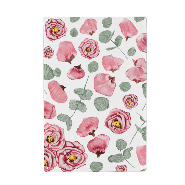 Holzbild "Rosy Romance" artboxONE - Floral - Graphic design,Watercolor,Roses,Rose,Romance,Summer,Floral,Nature,Botanical,Petals,Leaves,Blush,Mint