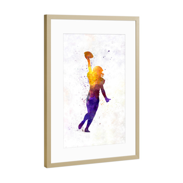 Poster mit Rahmen Gold "American football female" artboxONE - Für Kinder,Abstrakt,Sport,Sport / Fußball,Sport / Motivation,Für Mama,Für Papa