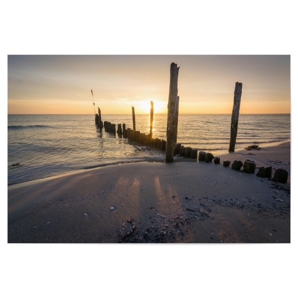 Poster "Sonnenaufgang an der Ostsee" artboxONE - Reise / Strand und Meer - Schaabe,Buhne,Ostsee,Meer,Juliusruh