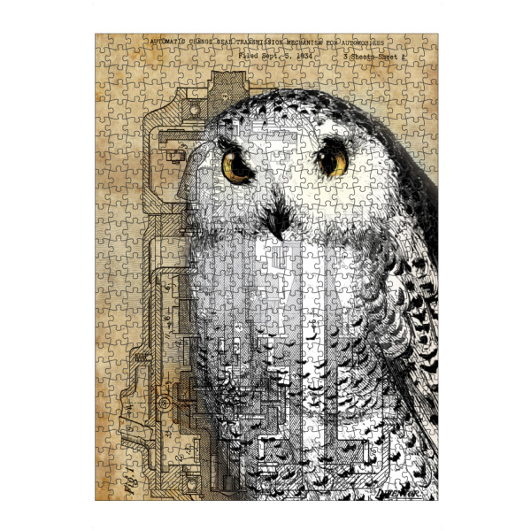 artboxONE Puzzle "Steampunk Schnee-Eule" artboxONE - Tiere - Schnee-eule,Eule,Vogel,Tier,Antik,Steampunk,Vintage,Wald,Tierwelt - Bild schnee-eule
