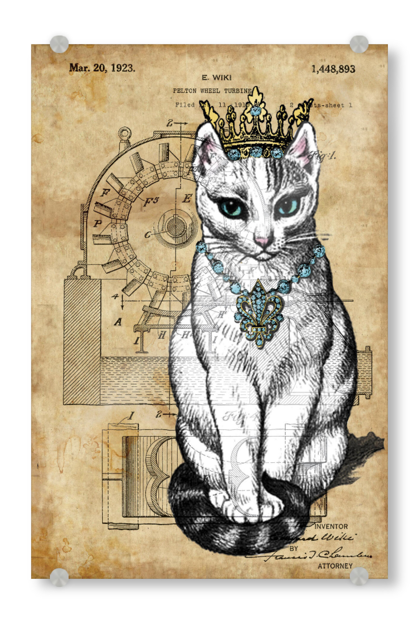 Acrylglasbild "Katze Prinzessin" artboxONE - Tiere - Katze,Prinzessin,Krone,Königlich,Tier,Steampunk,Vintage