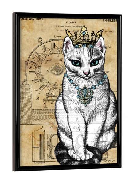 Poster mit schwarzem Rahmen "Katze Prinzessin" artboxONE - Tiere - Katze,Prinzessin,Krone,Königlich,Tier,Steampunk,Vintage