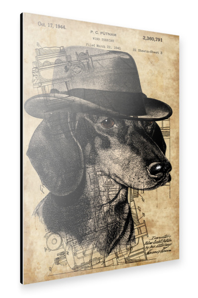 Alu-Dibond "Dackel in einem Hut" 30x20 cm artboxONE