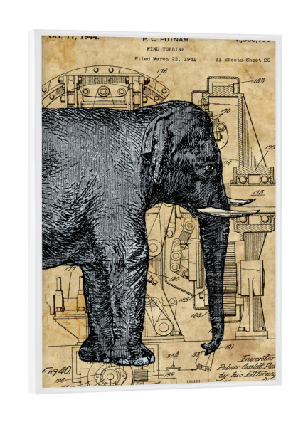 Poster mit weißem Rahmen "Steampunk Elefant" artboxONE - Tiere,Reise / Afrika,Reise / Asien