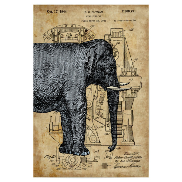 Poster "Steampunk Elefant" artboxONE - Tiere,Reise / Afrika,Reise / Asien - Elefant,Natur,Tier,Steampunk,Vintage,Reise,Zoologie,Entwurf,Antik