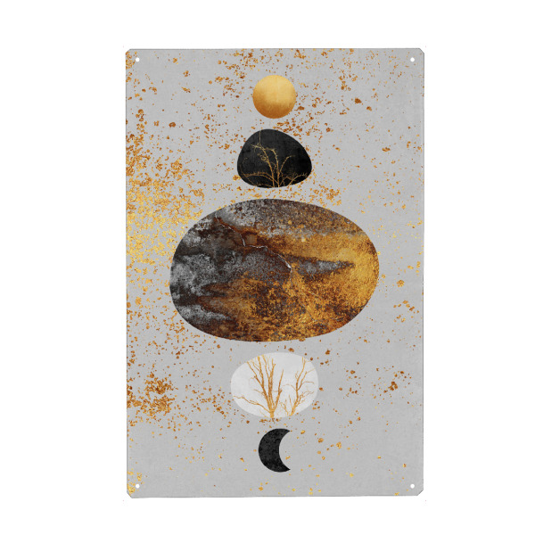 Holzbild "Sun And Moon" artboxONE - Natur,Abstrakt - Graphic,Sun,Moon,Natural,Earth tones,Gold colors,Natural colors,Rocks,Pebbles,Stones,Simple