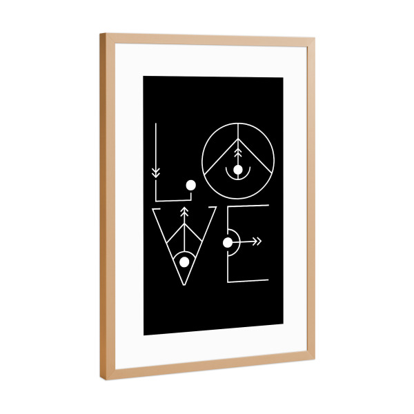 Poster mit Rahmen Kupfer "LOVE - black" artboxONE - Typografie,Schwarzweiß,Liebe