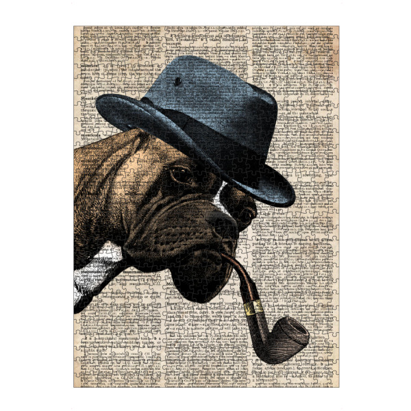 artboxONE Puzzle "Boxer in einem Hut" artboxONE - Tiere - Tier,Wörterbuch,Antik,Vintage,Hund,Steampunk,Wald,Viktorianisch,Boxer - Bild tier