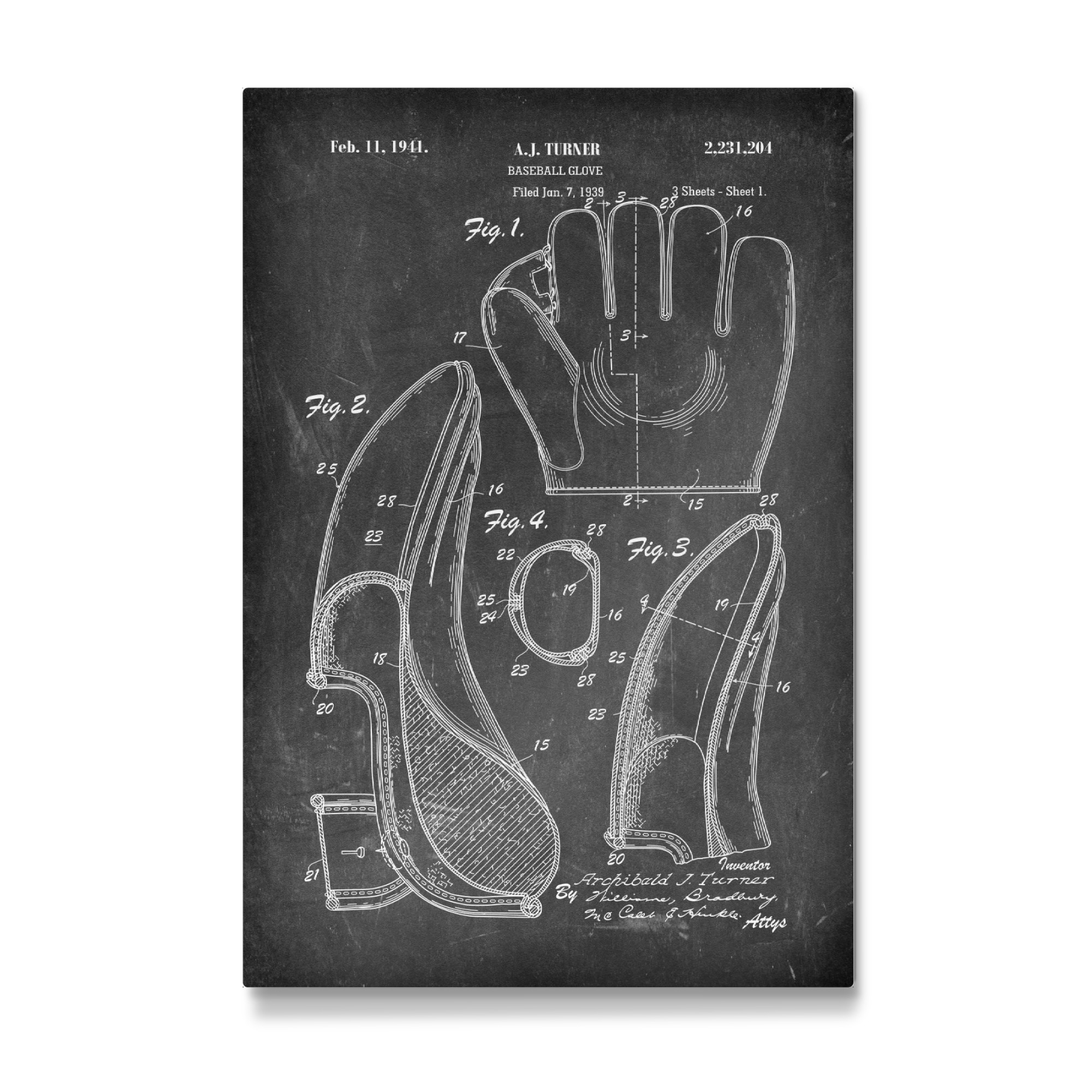 Galerie-Print "Baseballhandschuh (Tafel)" 75x50 cm artboxONE