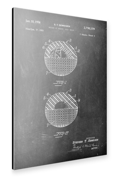 Alu-Dibond "Golfball Patent (Tafel)" 30x20 cm artboxONE