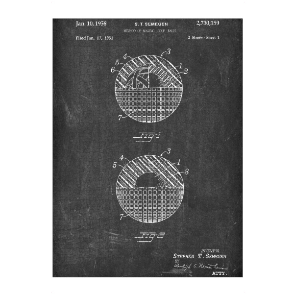 artboxONE Puzzle "Golfball Patent (Tafel)" artboxONE - Schwarzweiß,Sport - Golfschläger,Patent,Golf,Vintage,Sport,Retro,Golfer
