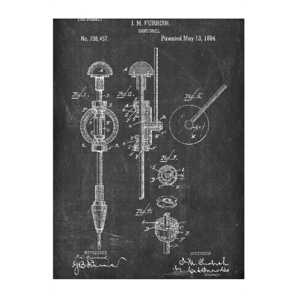 artboxONE Puzzle "Handbohrer Patent (Tafel)" artboxONE - Schwarzweiß,Für Papa