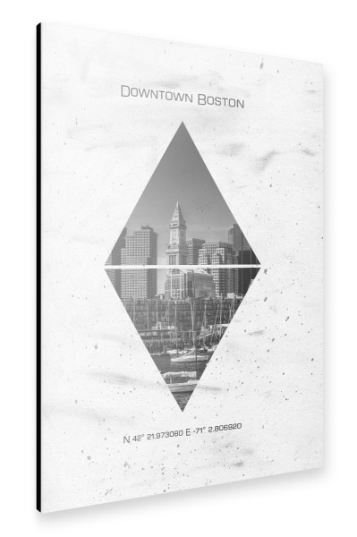 Alu-Dibond "Koordinaten BOSTON Downtown" 30x20 cm artboxONE