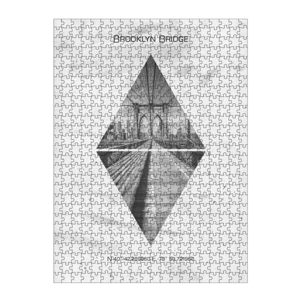 Puzzle Ravensburger "Koordinaten NYC Brooklyn Bridge" artboxONE - Städte / New York,Schwarzweiß - New york city,Brücke,Vintage - Bild new york city