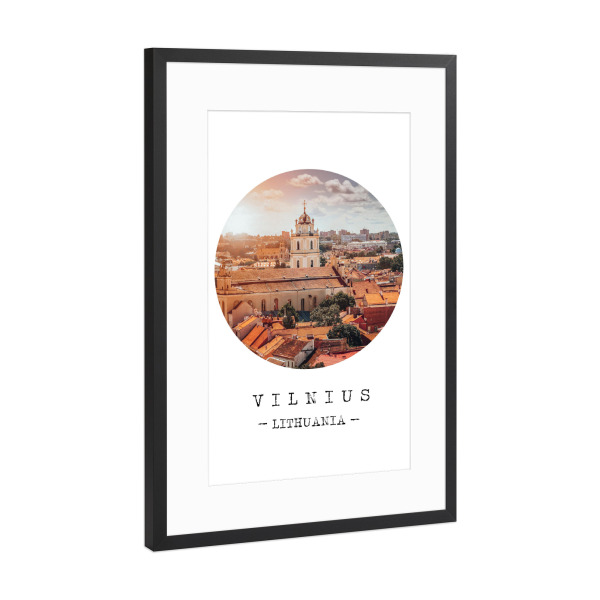 Poster mit Rahmen Schwarz (Metallic) "Charming Vilnius" artboxONE - Städte - Europe,Travel,Vacation,Old-town,Church