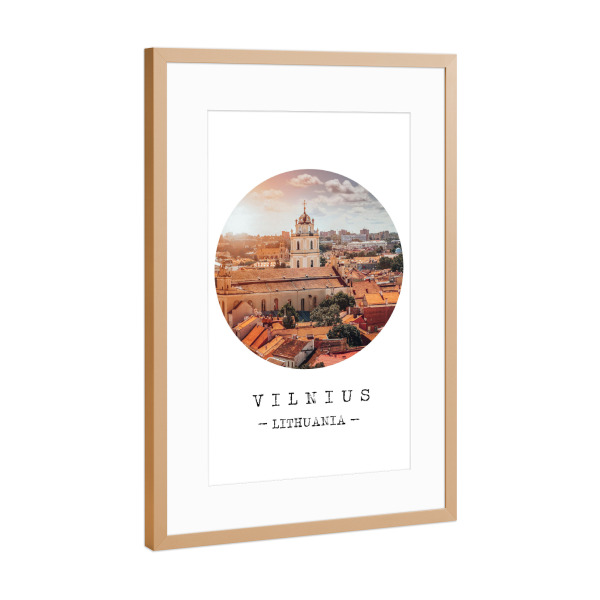 Poster mit Rahmen Kupfer "Charming Vilnius" artboxONE - Städte - Europe,Travel,Vacation,Old-town,Church