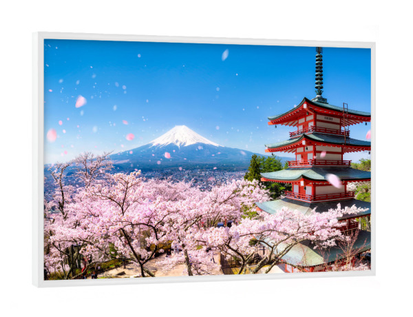 Poster mit weißem Rahmen "Berg Fuji im Frühling, Japan" artboxONE - Reise,Reise / Länder,Buchstaben / F,Buchstaben / J