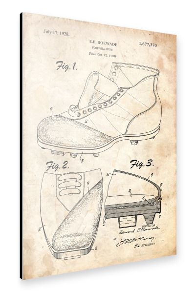 Alu-Dibond "Fußballschuhe patent (Antik)" 30x20 cm artboxONE