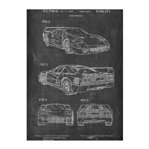 Puzzle Ravensburger "Sportwagen patent (Tafel)" artboxONE - Sport / Motorsport,Schwarzweiß,Automobile
