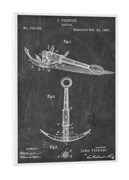 Poster mit weißem Rahmen "Anker Entwurf (Tafel)" artboxONE - Reise,Schwarzweiß,Reise / Strand und Meer