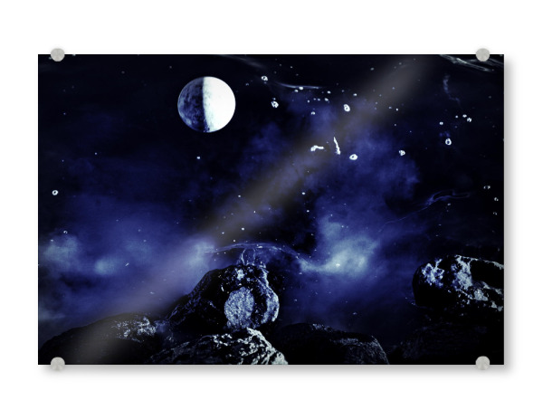 Acrylglasbild "Universum blau" artboxONE - Abstrakt - Universum,Galaxy,Mond