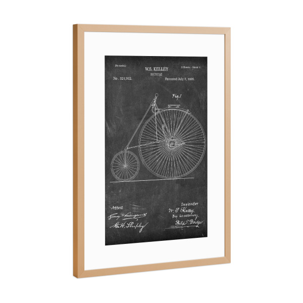 Poster mit Rahmen Kupfer "Vintage Fahrrad III (Tafel)" artboxONE - Reise,Schwarzweiß,Streetart,Sport