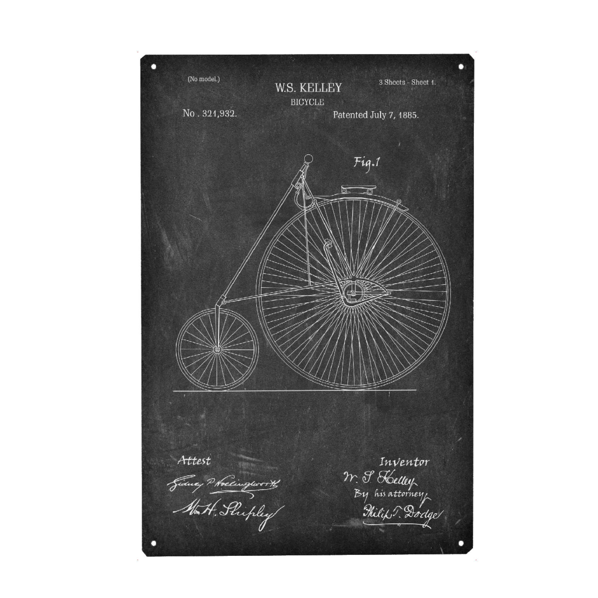 Holzbild "Vintage Fahrrad III (Tafel)" artboxONE - Reise,Schwarzweiß,Streetart,Sport