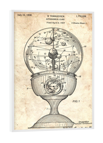 Poster mit weißem Rahmen "Astronomie: Sphäre II (Antik)" artboxONE - Galaxy