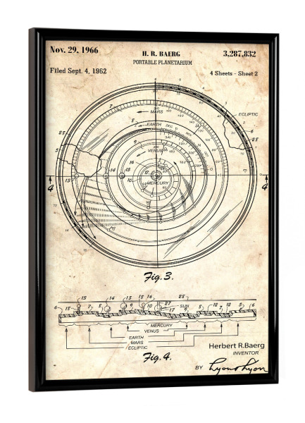 Poster mit schwarzem Rahmen "Astronomie: Planetarium (Antik)" artboxONE - Galaxy