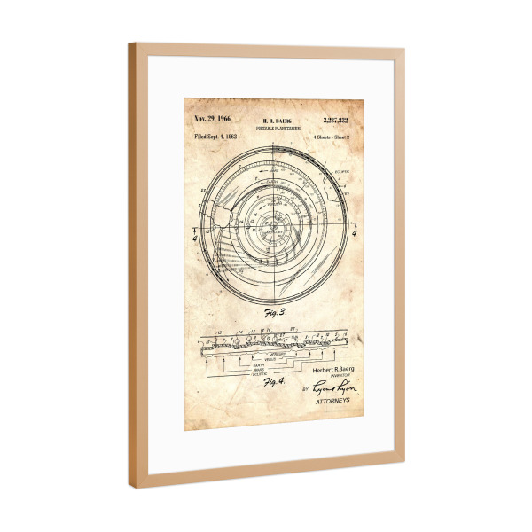 Poster mit Rahmen Kupfer "Astronomie: Planetarium (Antik)" artboxONE - Galaxy