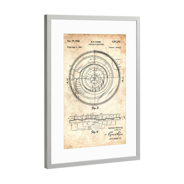 Poster mit Rahmen Silber "Astronomie: Planetarium (Antik)" artboxONE - Galaxy